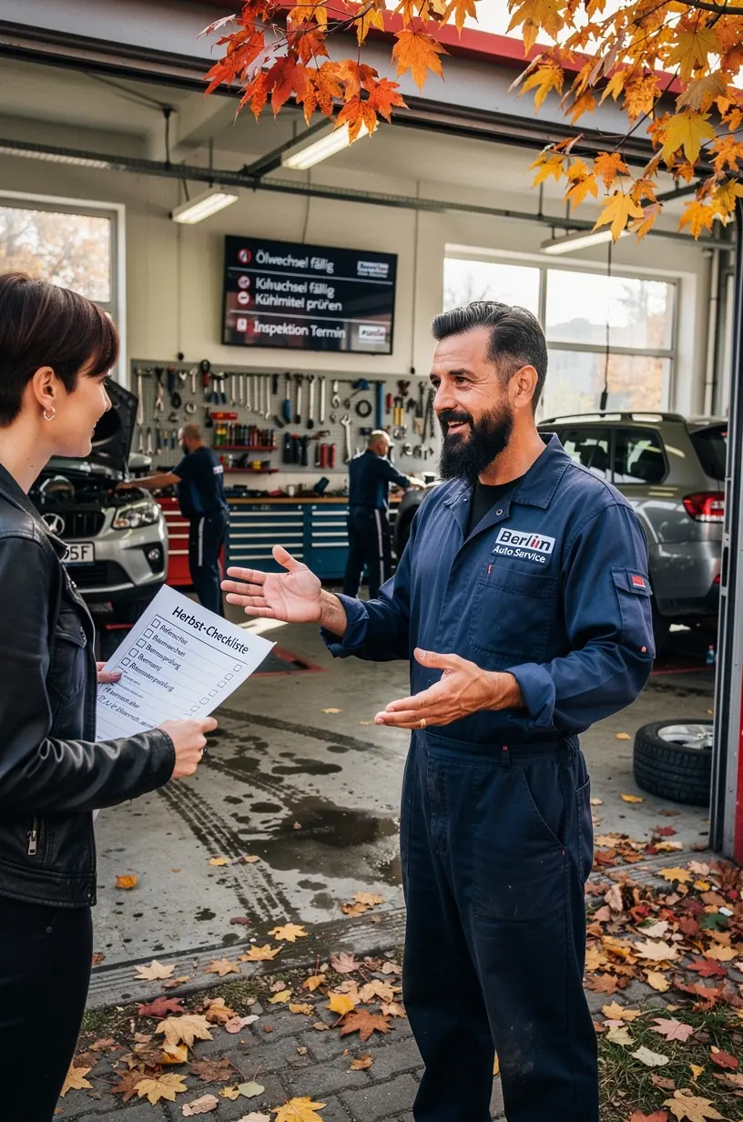 Techniker inspiziert Bremsbeläge und Bremsscheiben in moderner Autowerkstatt für sichere Fahrt.